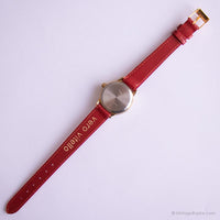 Vintage Gold-Ton Timex Indiglo WR 30m Uhr | Roter Riemen Uhr für Sie