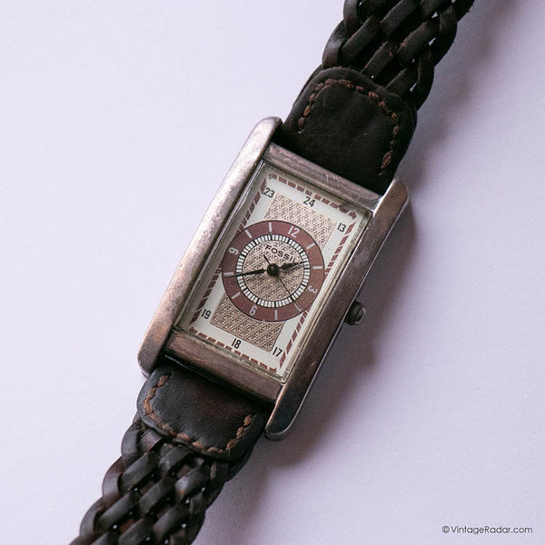 خمر مستطيلة Fossil مشاهدة | الرجعية Fossil ساعة الكوارتز