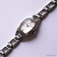 Fossil Silver-Tone Vintage Quartz Watch | Tiny Ladies Tank Watch