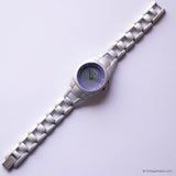Vintage Silver-tone Fossil Watch for Women with Purple Dial