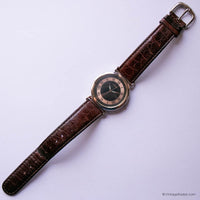 Vintage Fossil Watch with Tuxedo Dial & Brown Strap | Antique Watch