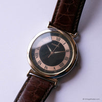 Vintage Fossil Watch with Tuxedo Dial & Brown Strap | Antique Watch
