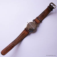 Vintage Fossil Watch with Tuxedo Dial & Brown Strap | Antique Watch