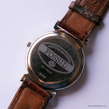 Vintage Fossil Watch with Tuxedo Dial & Brown Strap | Antique Watch
