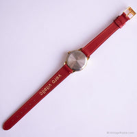 Oficina Vintage Gold-Tone reloj por Timex | Correa roja reloj para damas