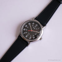 Cadran noir vintage Timex montre Pour les hommes | 24h Quartz à cadran analogique montre