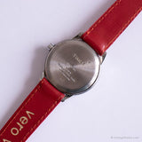 Vintage Silver-tone Timex Indiglo Watch | Red Strap Watch for Ladies