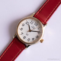 Vintage Chic Casual Armbanduhr von Timex | Roter Riemen Timex CR 1216 Zelle