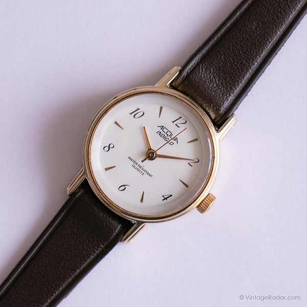 Acquia minimalista vintage indiglo reloj | Tono dorado reloj para damas