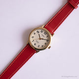 Jahrgang Timex CR 1216 Cell WR30m Uhr | Creme Zifferblatt rotes Gurt Uhr