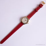 Jahrgang Timex CR 1216 Cell WR30m Uhr | Creme Zifferblatt rotes Gurt Uhr