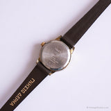 Fecha de dial redonda vintage reloj por Timex | Correa de cuero marrón reloj
