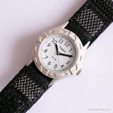 Casual vintage reloj para damas por Timex | Correa textil negra reloj