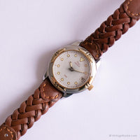 كلاسيكي Timex ساعة الاتصال المخطط Indiglo | ساعة حزام جلدية مضفر