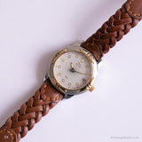 Ancien Timex Cadran à rayures indiglo montre | Sangle en cuir tressé montre