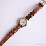 Jahrgang Timex Indiglo gestreifte Zifferblatt Uhr | Geflochtenes Lederband Uhr