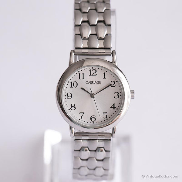 Vintage -Stahlarmband Uhr mit Wagen | Lässiger Silberton Uhr für Sie