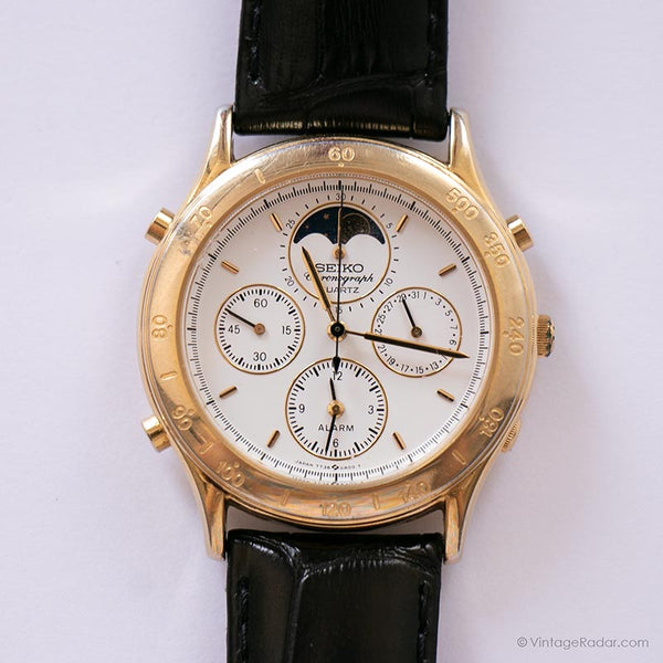 Vintage Seiko Moonphase Chronograph Watch | Seiko 7T36-6A20 Watch – Vintage Radar