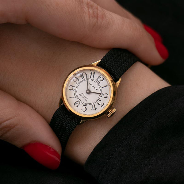 17 Rubis minimalistischer Gold-Ton-Trumpf Uhr | Vintage mechanisch Uhr