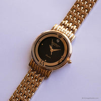 Tono de oro vintage Jules Jurgensen reloj para mujeres con dial negro