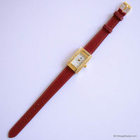 Vintage Gold-tone Lip Watch for Women | Quartz Watch with Red Strap