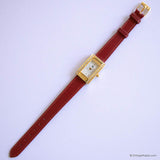 Vintage Gold-tone Lip Watch for Women | Quartz Watch with Red Strap