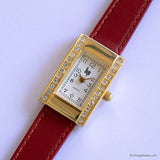Vintage Gold-tone Lip Watch for Women | Quartz Watch with Red Strap