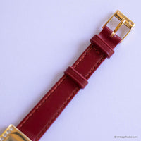 Vintage Gold-tone Lip Watch for Women | Quartz Watch with Red Strap