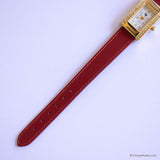 Vintage Gold-tone Lip Watch for Women | Quartz Watch with Red Strap