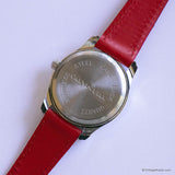 Vintage Silver-tone Quartz Watch with Red Strap | Ladies Quartz Watch