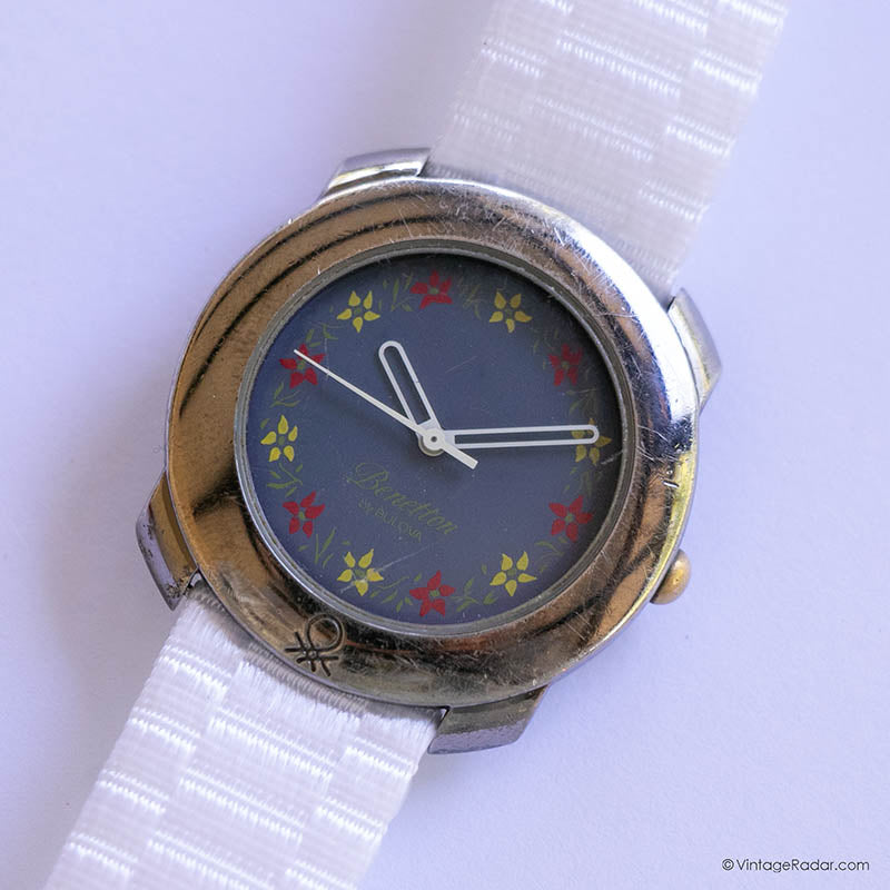 Benetton by Bulova Blue Watch with Floral Details Blue Women's