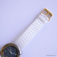Benetton by Bulova Blue Watch with Floral Details | Vintage Women's Watch