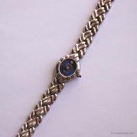 Vintage Silver-tone Dufonte by Lucien Piccard Watch with Blue Dial