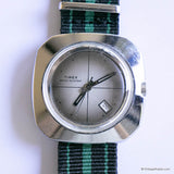 Rare Mechanical Silver-tone Timex Watch | Mens Square Timex Date Watch