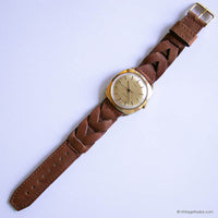 80s Vintage Timex Electric 26080 Mens Wristwatch with Champagne Dial