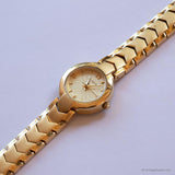 Vintage Gold-Tone Elgin Quartz Watch for Ladies with Champagne Dial