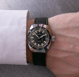 Diver mécanique Eviana vintage montre | Montre-bracelet pour hommes à cadran noir