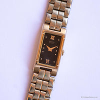 Vintage Rectangular Seiko Watch 2E20-6590 R0 | Black Dial Watch for Her