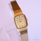 Vintage Gold-tone Seiko Tank Watch for Her | Tiny Rectangular Seiko Watch