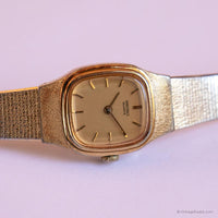 Vintage Rectangular Seiko Watch for Women | Tiny Gold-tone Dress Watch