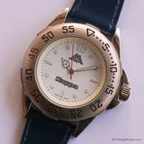 Vintage Silver-tone Kappa Watch for Men with Navy Blue Leather Strap