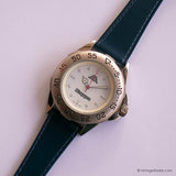 Vintage Silver-tone Kappa Watch for Men with Navy Blue Leather Strap