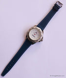 Vintage Silver-tone Kappa Watch for Men with Navy Blue Leather Strap