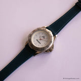 Vintage Silver-tone Kappa Watch for Men with Navy Blue Leather Strap