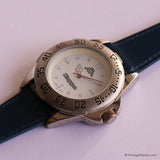 Vintage Silver-tone Kappa Watch for Men with Navy Blue Leather Strap
