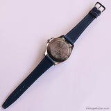 Vintage Silver-tone Kappa Watch for Men with Navy Blue Leather Strap