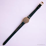 Vintage Gold-tone Citizen Quartz Watch for Her with Navy Leather Strap