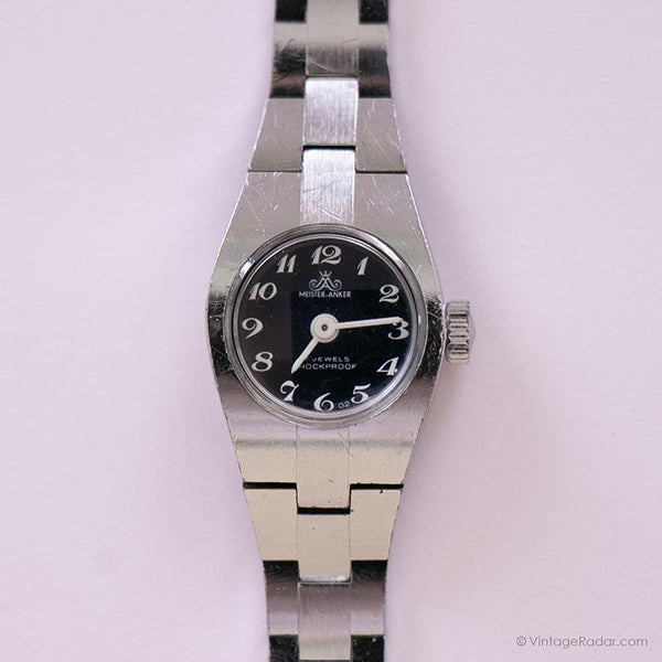 DIARS AZUL MEister Anker Mecánico reloj | Vintage de tono plateado reloj