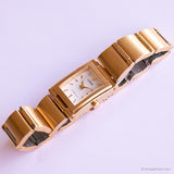 Vintage rectangular Lorus reloj para mujeres con brazalete de tono de oro