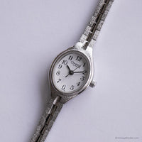 Vintage Silver-Tone Caravelle Bulova Uhr | Ovaler Fall Uhr für Frauen